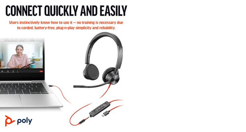 POLY Blackwire 3325 Stereo Microsoft Teams Certified USB-C Headset +3.5mm Plug +USB-C/A Adapter POLY Blackwire 3325 Stereo Microsoft Teams Certified USB-C Headset +3.5mm Plug +USB-C/A Adapter